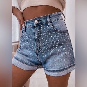 Denim Rhinestone Women Shorts